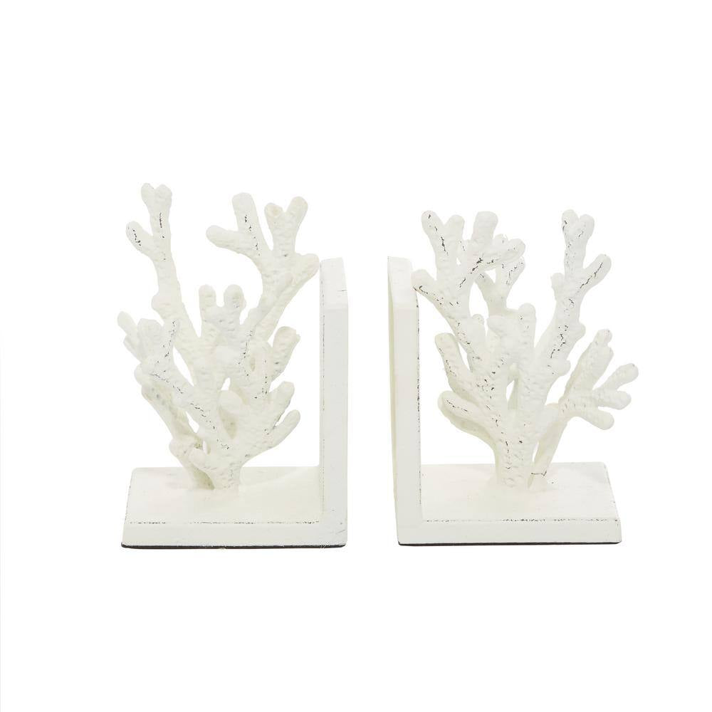 White Metal Coral Bookends (Set of 2)