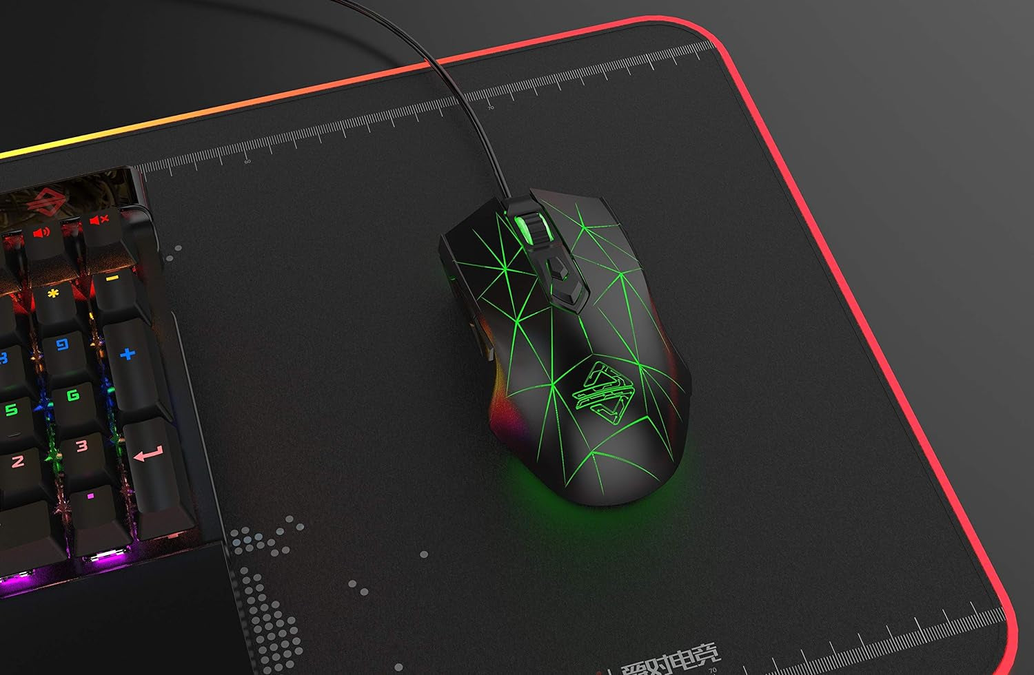 AJ52 Watcher RGB Gaming Mouse - Ergonomic Design, 7 Programmable Buttons, LED Backlit, Compatible with Windows, Mac OS, and Linux, Star Black