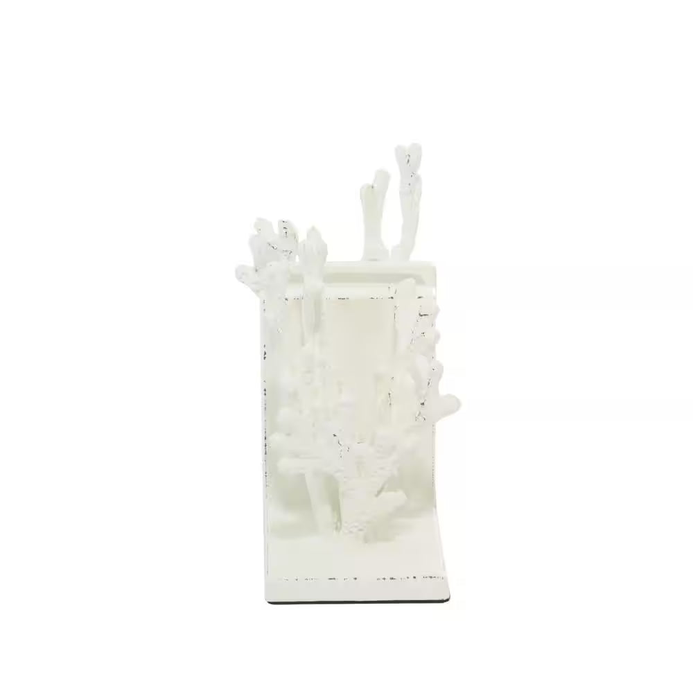 White Metal Coral Bookends (Set of 2)