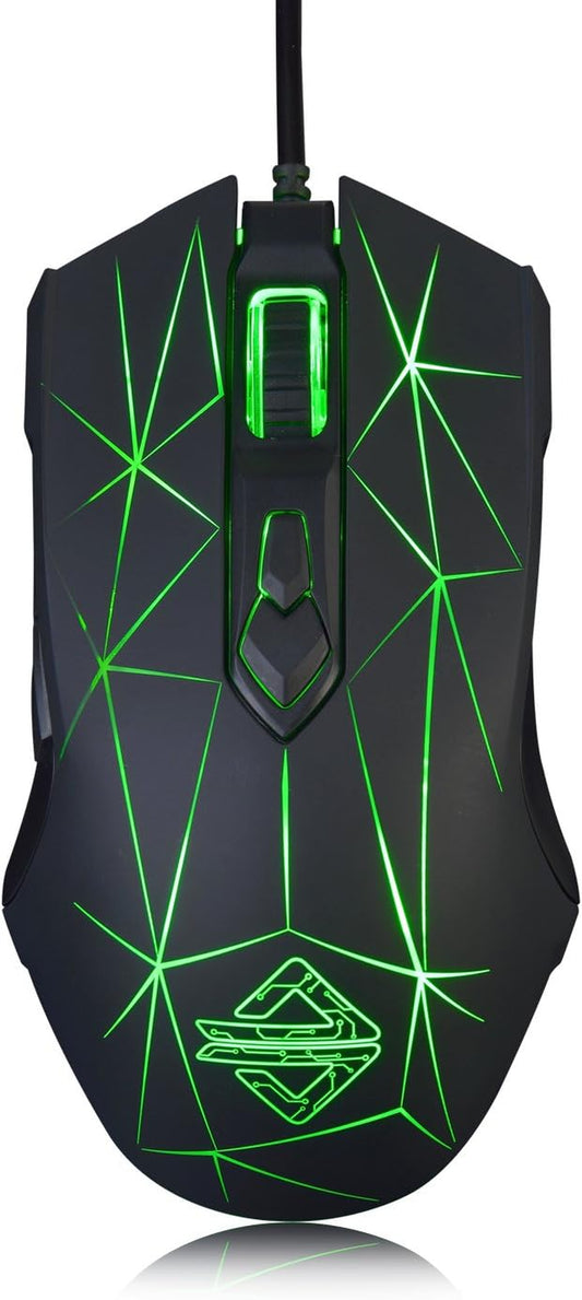 AJ52 Watcher RGB Gaming Mouse - Ergonomic Design, 7 Programmable Buttons, LED Backlit, Compatible with Windows, Mac OS, and Linux, Star Black