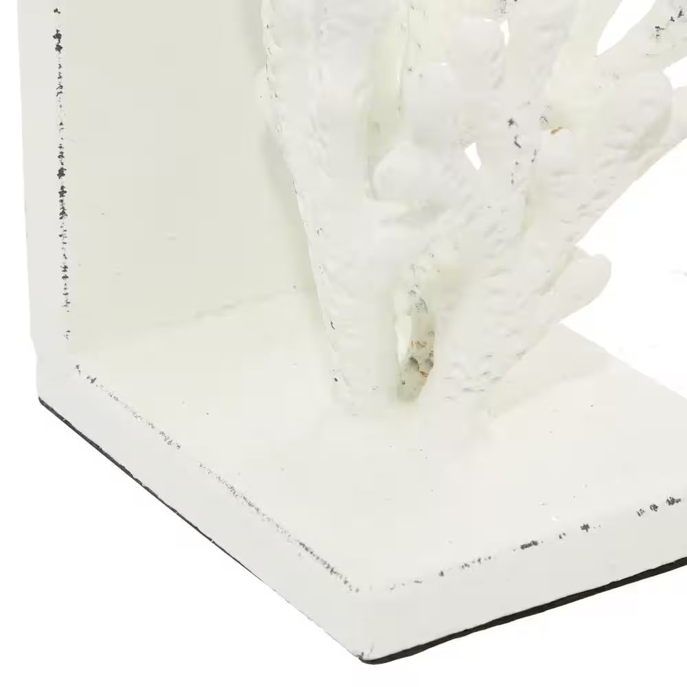 White Metal Coral Bookends (Set of 2)