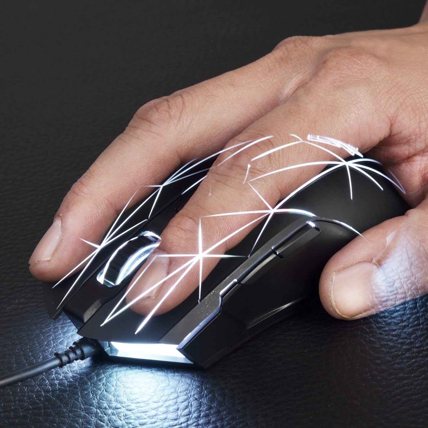 AJ52 Watcher RGB Gaming Mouse - Ergonomic Design, 7 Programmable Buttons, LED Backlit, Compatible with Windows, Mac OS, and Linux, Star Black