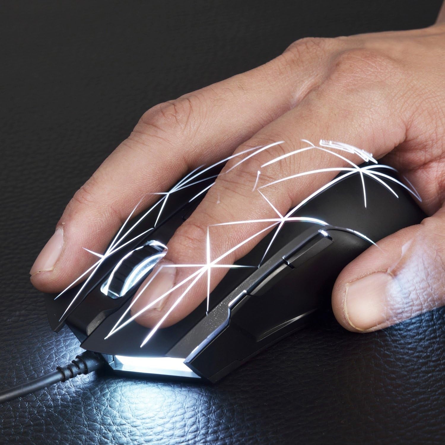 AJ52 Watcher RGB Gaming Mouse - Ergonomic Design, 7 Programmable Buttons, LED Backlit, Compatible with Windows, Mac OS, and Linux, Star Black