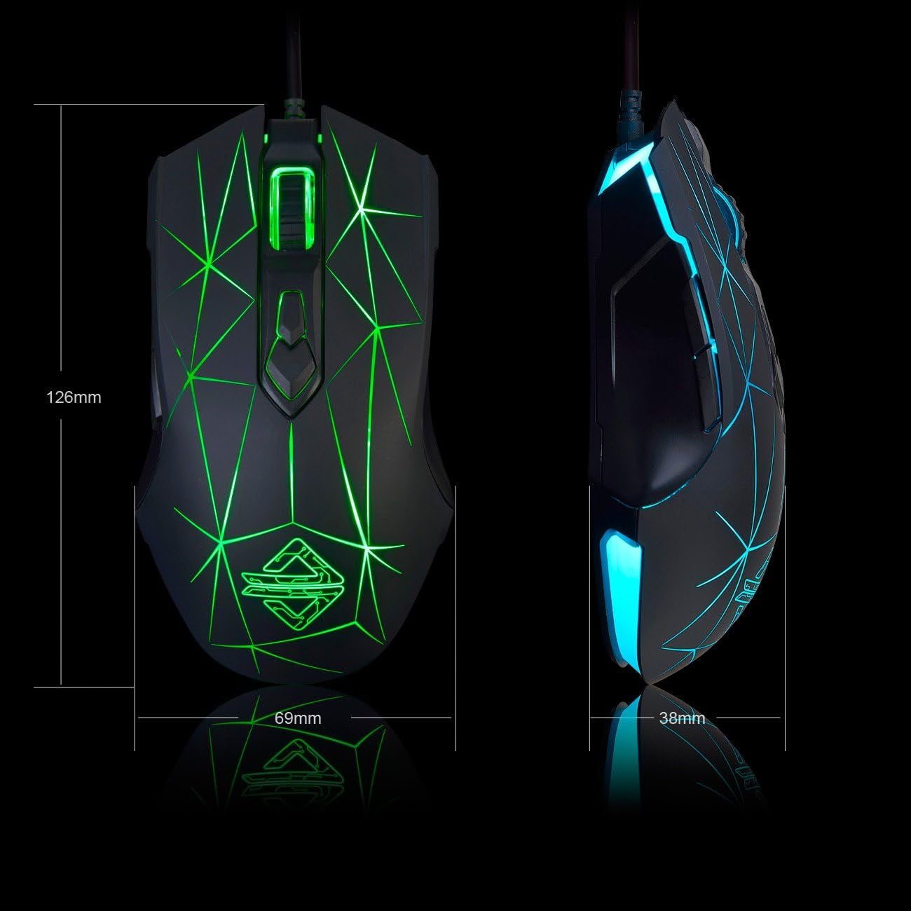AJ52 Watcher RGB Gaming Mouse - Ergonomic Design, 7 Programmable Buttons, LED Backlit, Compatible with Windows, Mac OS, and Linux, Star Black