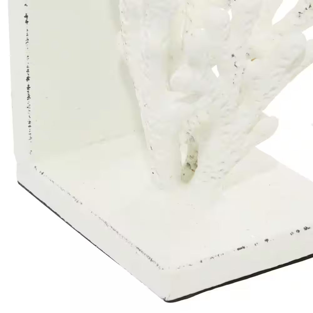 White Metal Coral Bookends (Set of 2)