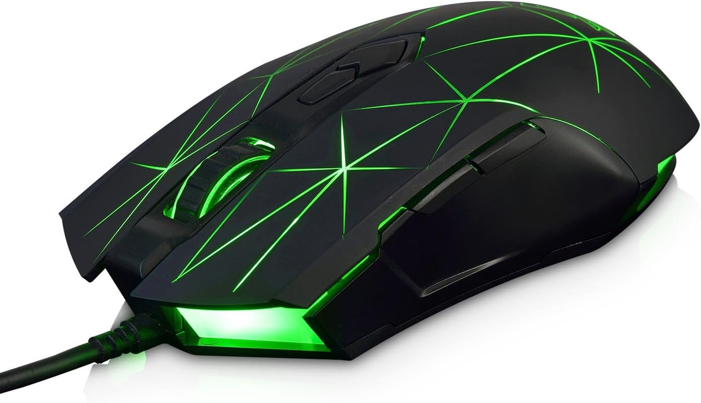 AJ52 Watcher RGB Gaming Mouse - Ergonomic Design, 7 Programmable Buttons, LED Backlit, Compatible with Windows, Mac OS, and Linux, Star Black